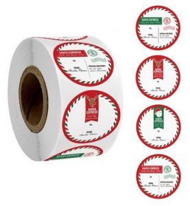 Наклейки 008, 4 шт, новогодние, Почта Деда Мороза, круглые, 2,5 см диам. ― Творча майстерня ДекоПарк