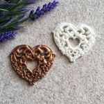 Сердце ажурное 5х5,8  см, мод. пл., цв.: белый/ПД989