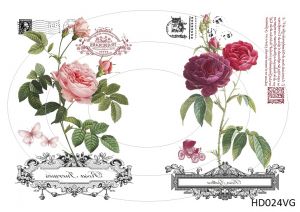 Декупажная карта А4 Hobby-decor, 55 г/м, HD024VG, Винтажные открытки, фоновая, цветы ― Творча майстерня ДекоПарк