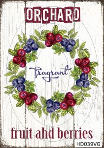Декупажная карта А4 Hobby-decor, 55 г/м, HD039VG, Винтажная фоновая карта, фрукты и ягоды ― Творча майстерня ДекоПарк