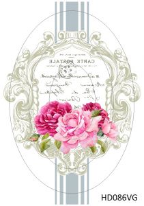 Декупажная карта А4 Hobby-decor, 55 г/м, HD086VG, Винтажная фоновая карта, почтовая открытка, цветы, розы (зеркальная) ― Творча майстерня ДекоПарк