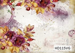 Декупажная карта А4 Hobby-decor, 55 г/м, HD115VG, Винтажная фоновая карта, Осенние цветы на светлом фоне ― Творча майстерня ДекоПарк