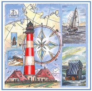 Салфетка 262, "Морской коллаж", 33*33 см, 18,5 г/м2, 20 шт, Ambiente ― Творча майстерня ДекоПарк