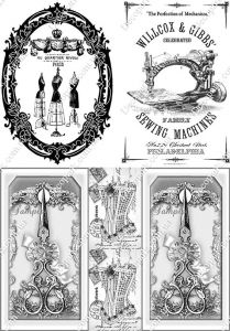 Декупажная карта 1599, бирки, ножницы, манекен, швейная тематика, винтаж ― Творча майстерня ДекоПарк