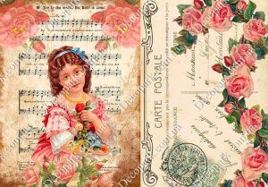 Декупажная карта 1663, девушки, музыка, почтовые открытки, винтаж ― Творча майстерня ДекоПарк