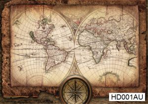  Декупажная карта А4 Hobby-decor,  55 г/м,  винтажный атлас с компасом, HD001AU ― Творча майстерня ДекоПарк