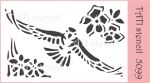 Трафарет "Tati stencil" 5099, Птица, ястреб, орел, углы, цветы