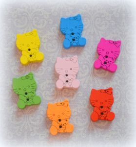 Пуговица 11, Hello Kitty, цв. в ассорт., 16х20мм ― Творча майстерня ДекоПарк