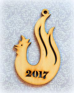 Елочная игрушка 068, Огненный петух 2017, 10 см, фан. 4мм ― Творча майстерня ДекоПарк