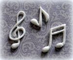 Ноты и скрипичный ключ, набор (3шт.), бел. модель. пластик, 30х40мм весь набор