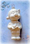 Новогодняя игрушка Свинка, пластмасса, 11х5 см, цвет: дымчатый белый