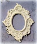 Ажурная овальная рамка, мод. пл., цв. бел., 86*69 мм, внутр. размер (35*25 мм)