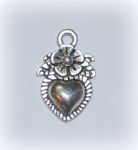 Подвеска-кулон (scb013) Сердечко с цветком , цвет: серебро
