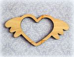 Сердце 15, рамка с крыльями +сердце внутрь, фанера