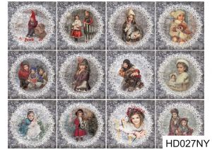 Декупажная карта А4 Hobby-decor, 55 г/м, hd027ny, новогодние игрушки "Рождественские детки" ― Творча майстерня ДекоПарк