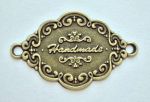 Филигрань 098, Бирка металлическая Hand Made, 40х25 мм, цвет: бронза