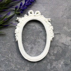 Овальная рамка с бантом, 7,5х5,7 см / пд994 ― Творча майстерня ДекоПарк