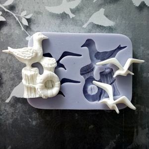 Молд А111, Чайка и ласточки 4,5х3,5 см, 3,5х1,3 см, 3,5х1,3 см ― Творча майстерня ДекоПарк