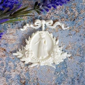Накладка Дама в рамке и с бантом 6,8х4,3 см, мод. пл. / пд836-2 ― Творча майстерня ДекоПарк