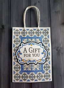 Пакет бумажный из крафт-бумаги синий A gift for you 15х8х21 см   ― Творча майстерня ДекоПарк
